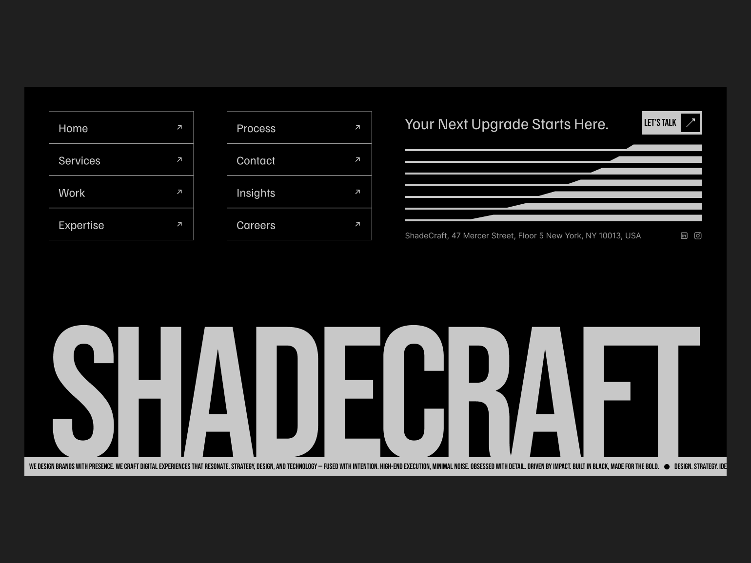 ShadeCraft Footer branding graphic design ui