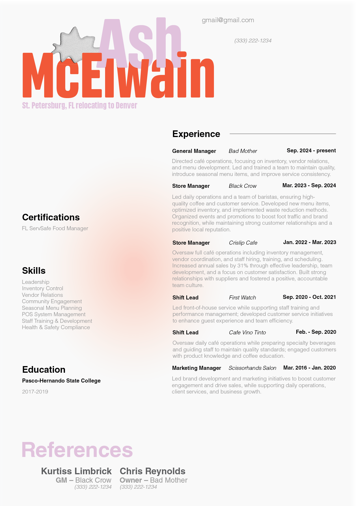 Example of Professional Resume