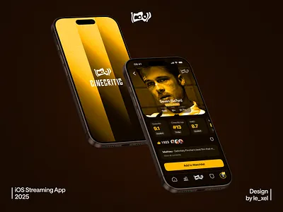 Cinecritic | Streaming App Design app app concept brown brown palette cinema app clean ui le xel minimalistic app modern app modern ui monochrome app movies app perfect design splash screen streaming app streaming ui ui unsipiration yellow yellow brown yellow palette