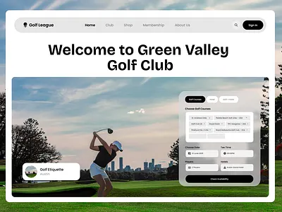 Premium Golf Club Website UI Section Design | Modern UI Figma app design design ecommerce website golf website graphic design landing page logo mobile app design shop website ui ui desig ui design uiux uiux design user experience user flow user interface web app design website design