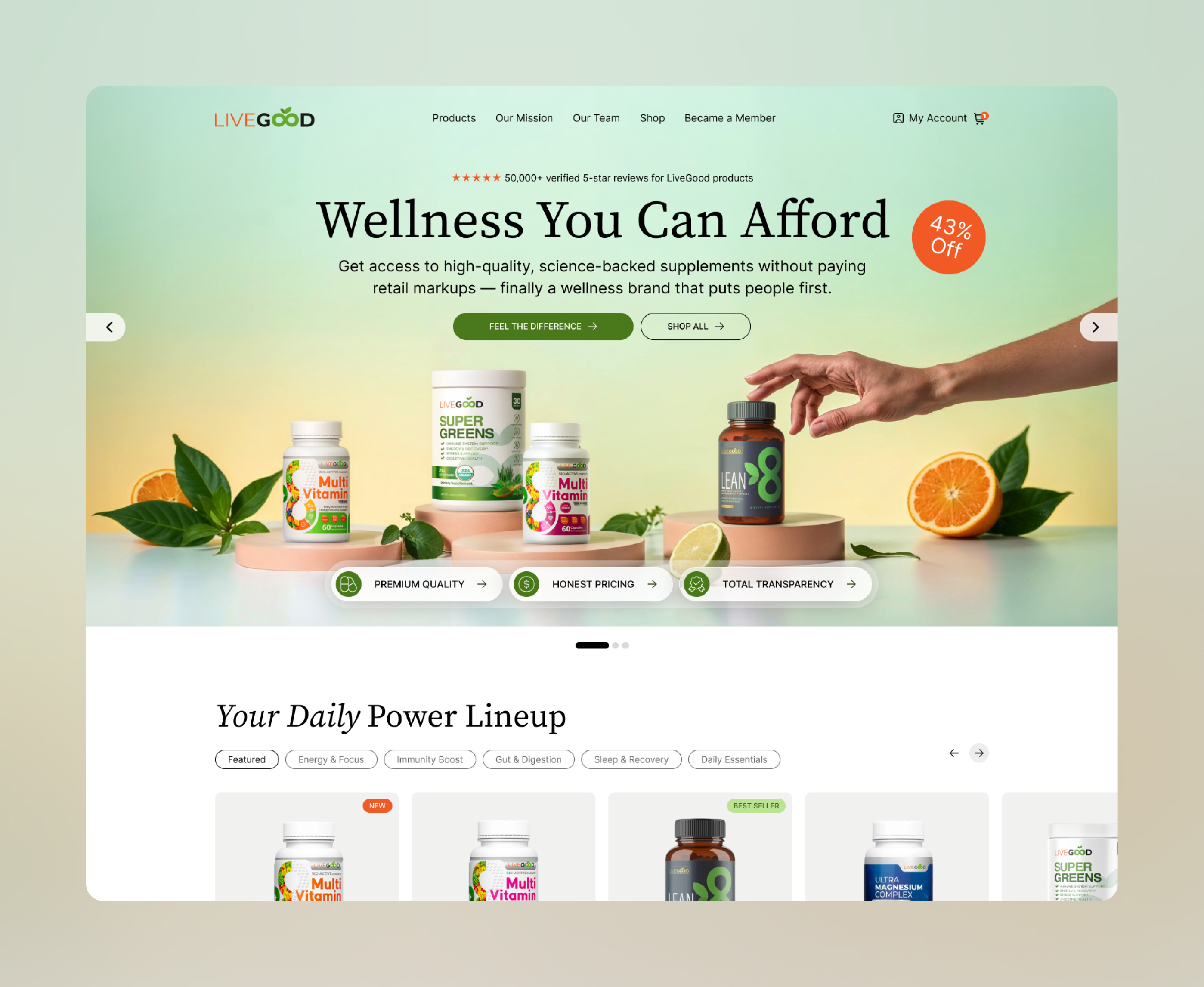 Example of LiveGood Supplement Web Design