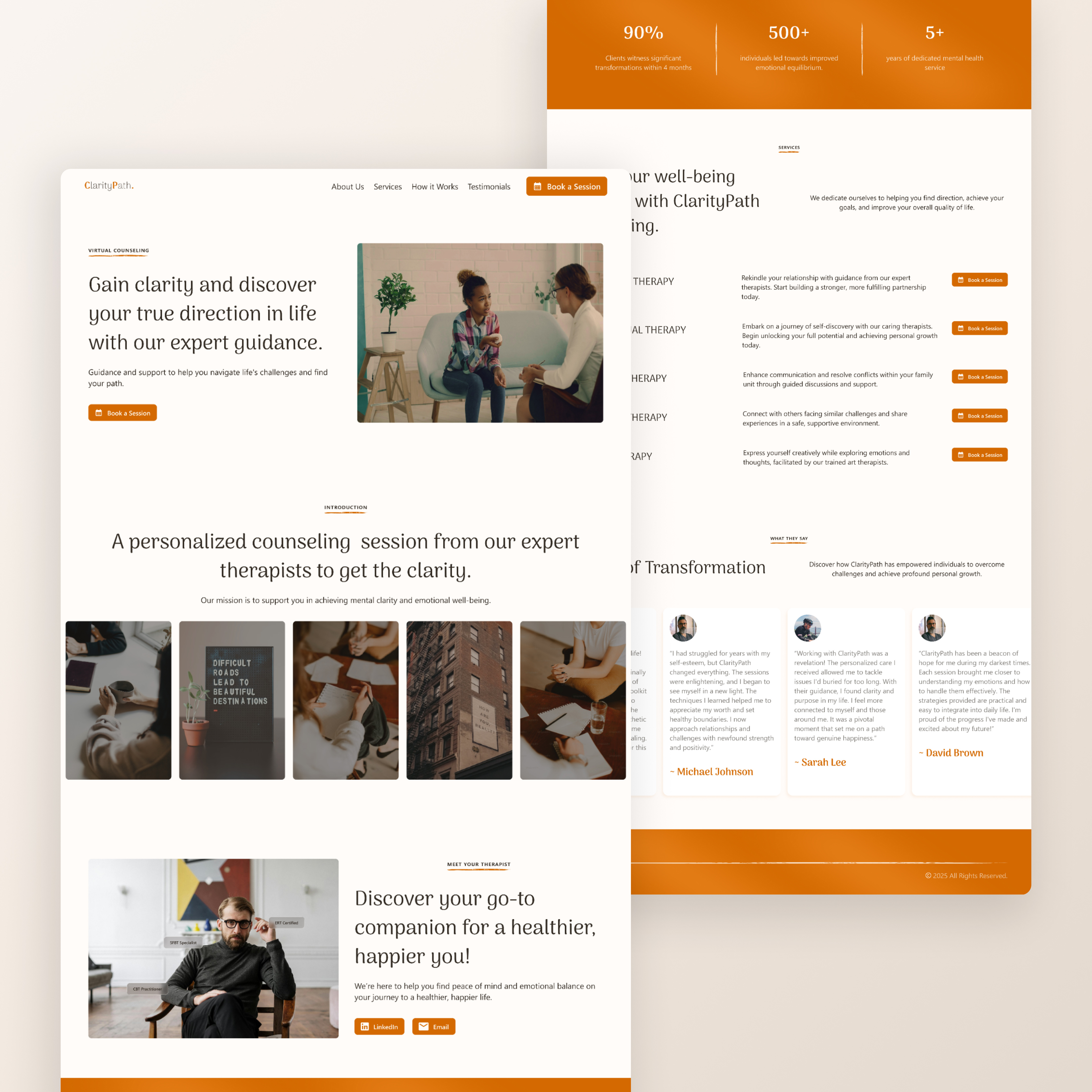 ClarityPath. - A Website for Therapy Counseling counseling design figma inspiration therapy ui ux web design