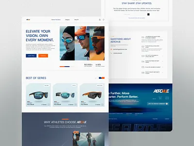 Sport Eyewear Store Website branding clean design ecommerce eyewear glasses graphic design landingpage marketplace minimalist modern runner shop sport ui uiux userinterface ux