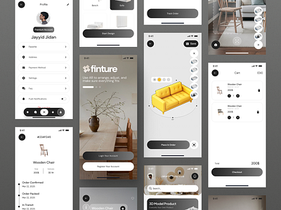Finture — Smart Furniture Customization App app design architecture furniture marketplace mobile app online shop platform ui uidesign uiux uxdesign