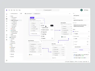 Database Visualitation Dashboard automation ui cansaas clean dashboard data management data visualization database design developer tools interface design minimal design modern ui product design saas schema builder ui ui exploration ux web app workflow ui