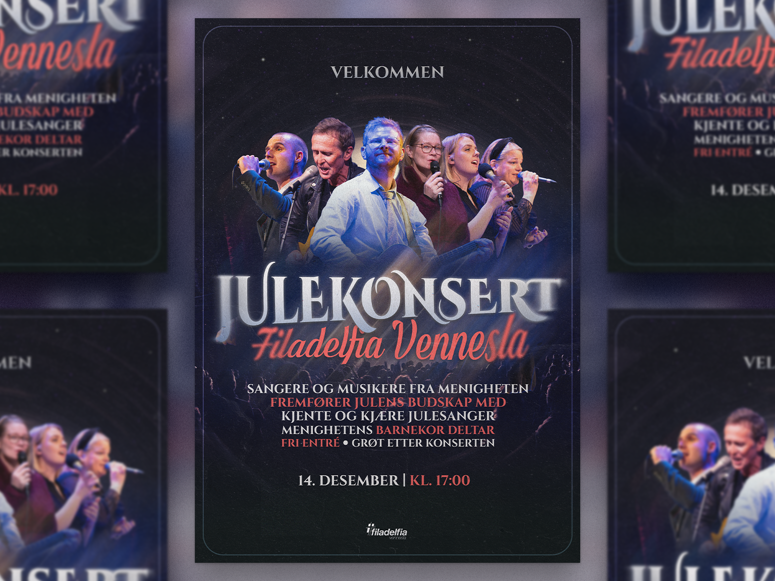 Christmas Concert Poster blue christmas church church poster concert concert poster design flyer graphic design holiday holiday poster illustration jul julaften night poster print stars winter xmas