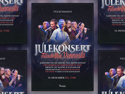 Christmas Concert Poster blue christmas church church poster concert concert poster design flyer graphic design holiday holiday poster illustration jul julaften night poster print stars winter xmas