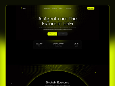 Mode – AI-Powered DeFi Agents Platform Website UI ai design ai platform blockchain crypto crypto ui defi design fintech product ui ux web