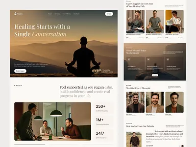 Mental Health Care Landing Page design figma template figma uiux healthcare ui hospital website landing page design medical website design mental health care mental health website mental wellness oripio psychologist website sajibur design therapy landing page therapy website ui web design website design