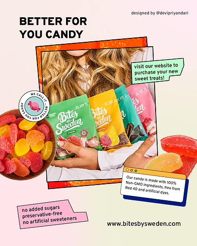 Bites By Sweden - Poster Design bold candy colorful graphic design poster design retro