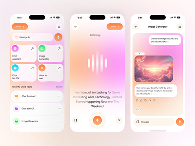AI Chatbot Mobile App ai aiapp aichatbot aiux app design artifical intelegance assistant chat app chatappdesign chatbot ui designinspiration iosui mobile app smartassistant uxui voicechatapp