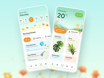 Plant Care App app app design app ui design gardening app mobile app mobile app ui modern ui plant app plant care plant care app plant shop plant shop ui reminder app smart app smart plant care ui uiux user experience ux