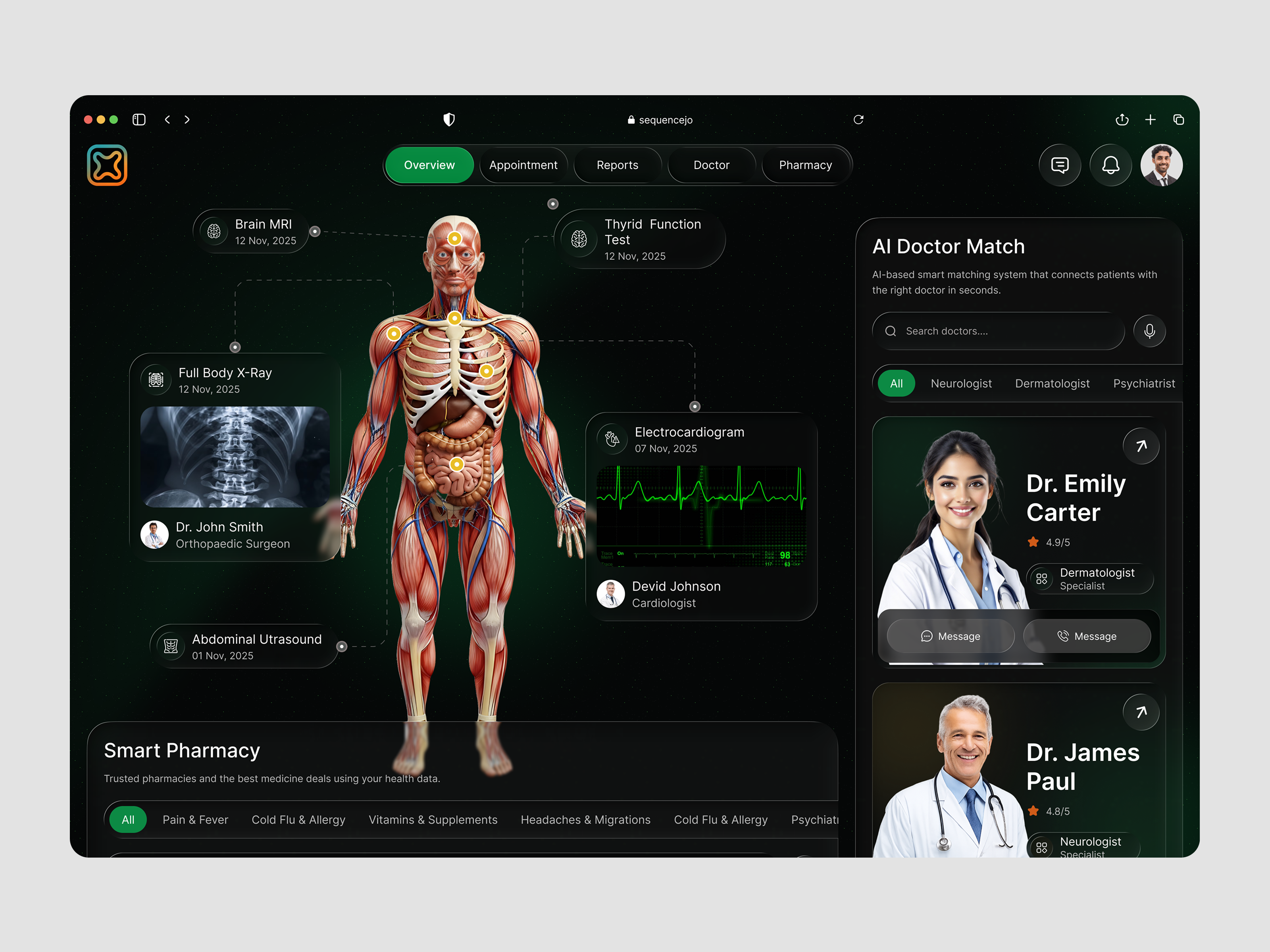 Doctor Matching & Health Report Dashboard UI admin dashboard ai health ai health report dashboard ai healthcare aidrivenapp analytics dashboard artonest dashboard design futureofhealth health monitoring healthcare healthcare dashboard healthtech hospital management medical analytics medical website design patient monitoring userexperience users