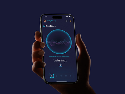 AI Assistant – Listening Interface ai ai assistant app app design chatbot ui gradient ui interaction design ios design listening interface mobile mobile app uxui voice assistant voice ui