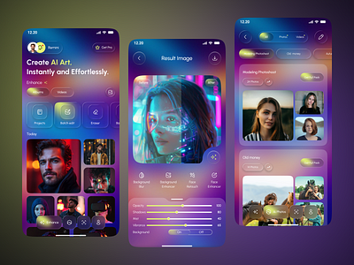 AI Photo & Video Editor App ai app ai editor ai photo editor ai tools app background remover app image editing app image enhancer app ios mobile app mobile app design mobile ui photo editing app photo editor removie back smart photo editor uiux