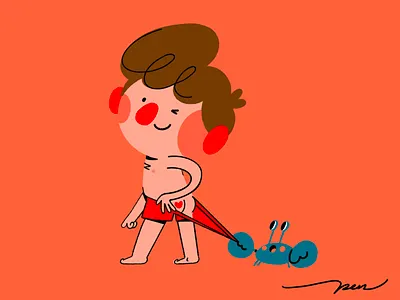 Sexy beach add beach cartoon character color crab cute design illustration lotion screen sexy summer sun