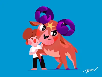 Aries with Scorpio rising and moon aries cartoon character color cute design horoscope illustration moon ram scorpio sign star zodiac