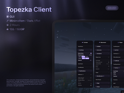 Topezka Client cheat game gui hack minecraft ui uiux uix ux