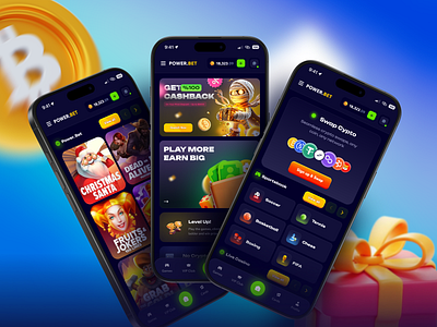 Power.bet - Mobile Casino UI app betting casino casino app casino app design casino app ui casino application casino design casino interface casino ui design gambling gambling app gambling application gaming gaming app gaming app design mobile online casino poker slots