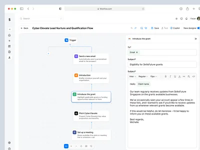 Smart Automation Flow Builder & Reports Dashboard analytics analytics dashboard automation automation ui cleanui crm dashboard email automation figma figmadesign flow builder lead management product design saas dashboard ui uiux workflow