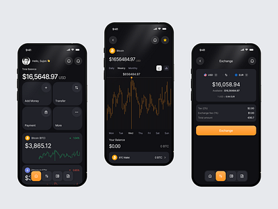 Crypto Trading App app design bitcoin app crypto app crypto exchange crypto mobile app crypto trading crypto ui finance app mobile mobile app mobile ui design portfolio tracker trading dashboard trading ui uiux