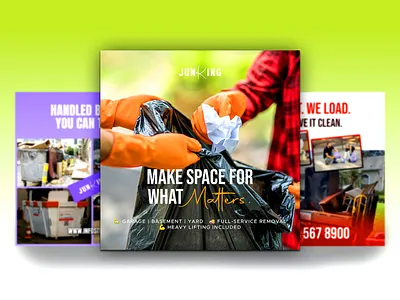 Moving , Junk removal Social Media Post Design, Ads Design ad banner ad design brand identity branding design graphic design junk removal minimal modern moving business social media social media post design