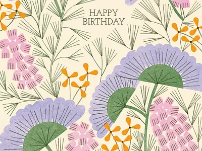 Purple blooms botanical illustration illustrator stationery