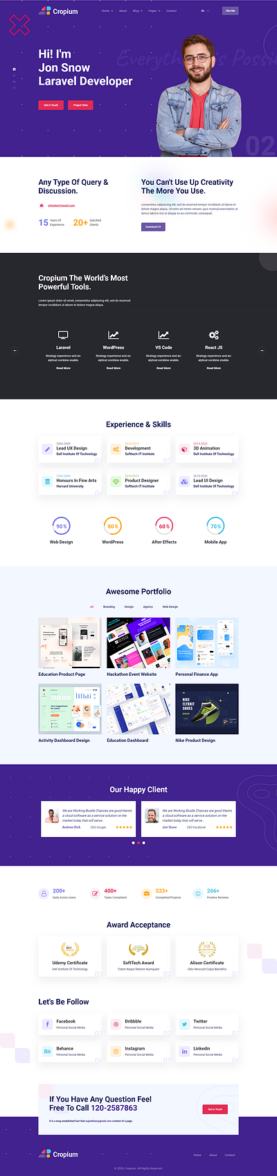 Web Developer Portfolio website design by Naim Khan Joy on Dribbble