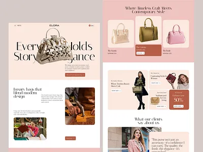 Luxury Fashion eCommerce Website UI/UX Design bags e commerce ecommerce fashionable handcrafted layout luxury moderndesign purses shopify