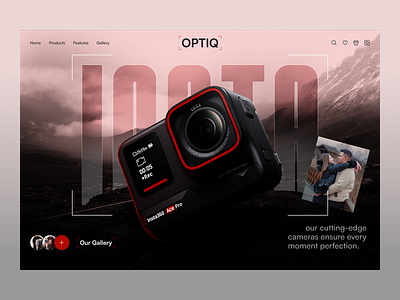 Camera Product Landing Page – Modern UI/UX Design for Tech Brand 3d animation camera interaction products techbranddesign typography visual