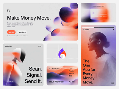 Blaze.fi - FinTech Brand Design 3d ai animation application banking bento grid branding coins credit cards design finance fintech fintech ai illustration minimal motion graphics splash screens ui ui cards web design