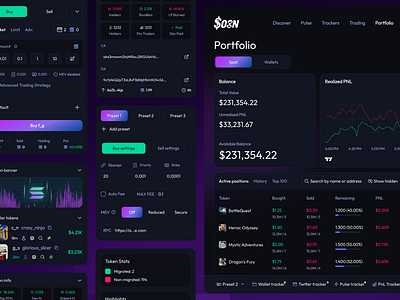 Crypto Trading Platform Web App Design app crypto dark dashboard gradient platform purple service table token trading ui webapp