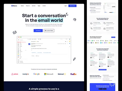 Cold Email Landing Page cold email creative design design email figma homepage landing page design minimal minimal design modern design saas ui uiux web web design website
