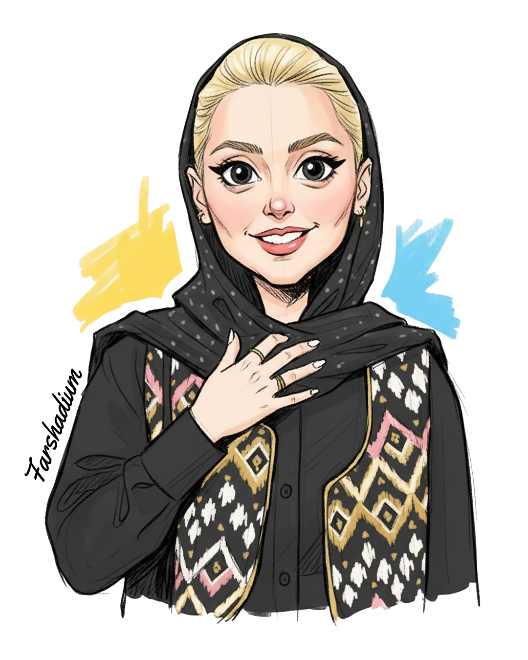 Nazanin Bayati [نازنین بیاتی], Portrait illustration