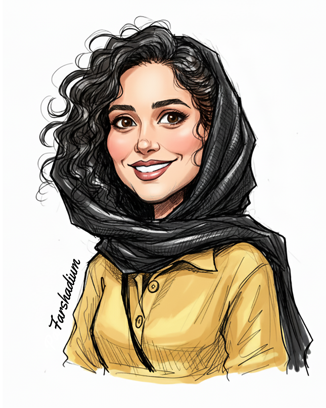 Parinaz Izadyar [پریناز ایزدیار], Portrait illustration