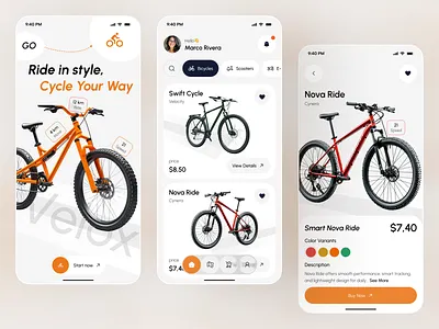 Cycle App UI – Modern Bicycle E-Commerce Mobile App Design app bicycle bike shop bike ui cycling design e commerce ecommerce marketplace mobile product shopping ui uiux ux