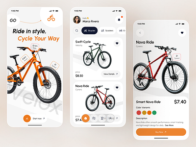 Cycle App UI – Modern Bicycle E-Commerce Mobile App Design app bicycle bike shop bike ui cycling design e commerce ecommerce marketplace mobile product shopping ui uiux ux