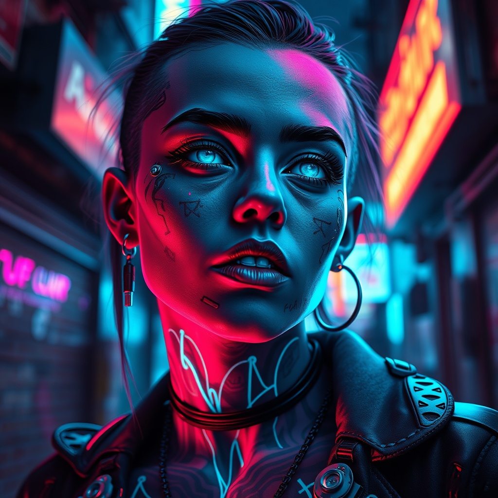 Neon Cyberpunk Digital Portraits animation graphic design motion graphics