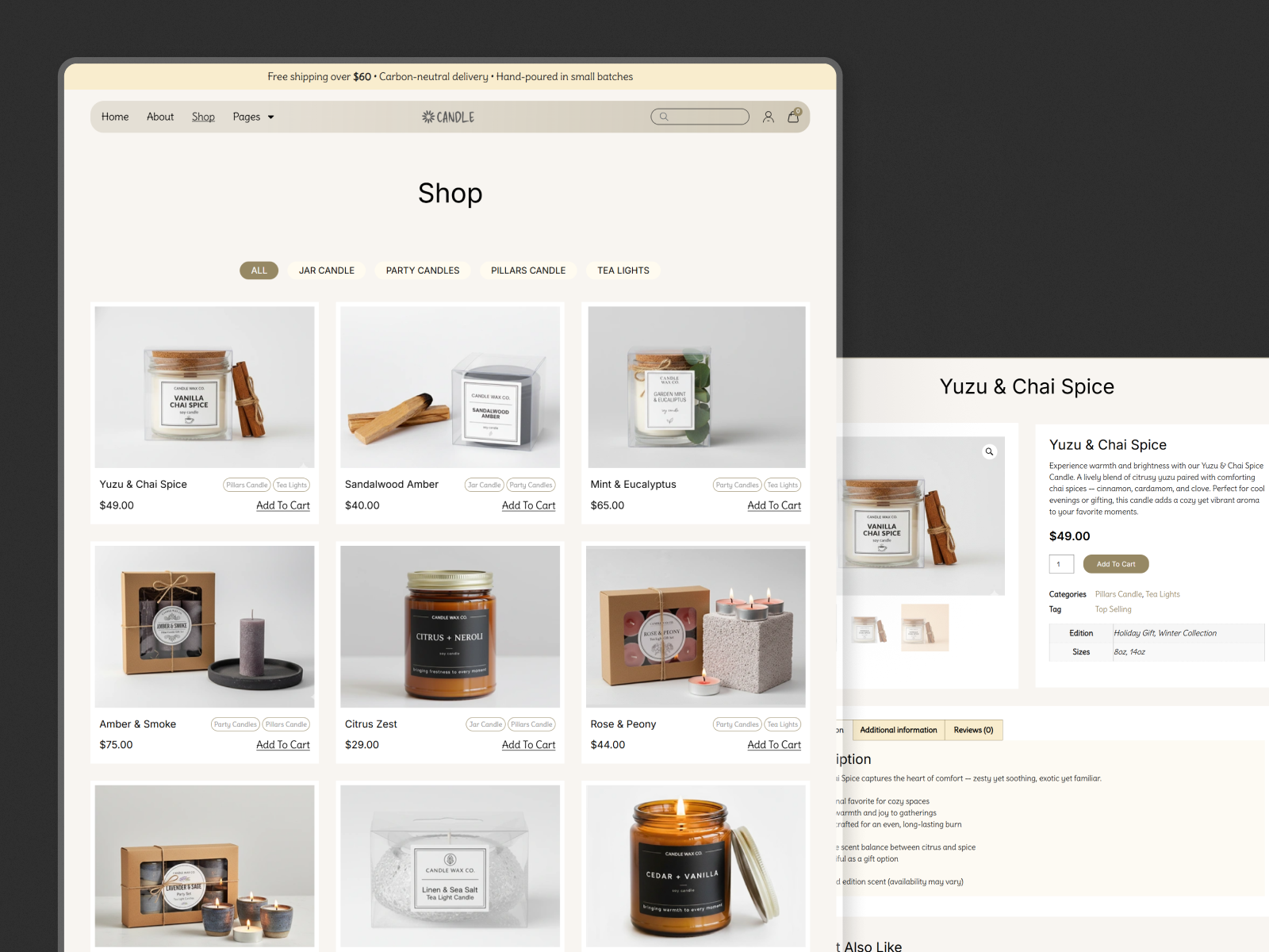 Candle E-commerce Website UI/UX artisan candle shop candle candle brand design candle product design candle store ui candle ui mockup cozy candle brand ecommerce ecommerce design handmade handmade candle handmade product home fragrance website landing page luxury products design shop page small buisiness website website website design website designer