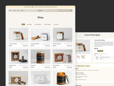 Candle E-commerce Website UI/UX artisan candle shop candle candle brand design candle product design candle store ui candle ui mockup cozy candle brand ecommerce ecommerce design handmade handmade candle handmade product home fragrance website landing page luxury products design shop page small buisiness website website website design website designer