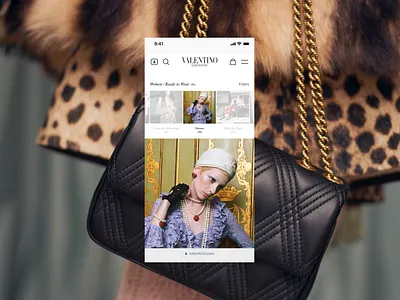E-commerce Redesign . VALENTINO animated carousel e commerce fashion luxury mobile navigation plp ui valentino