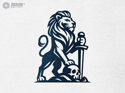 Proud Lion Conqueror logo battle lion mark branding heroic lion crest iconic branding lion and skull logo lion conqueror logo lion warrior design lion with sword logo monumental branding premium branding proud lion symbol skull under paw logo sword in ground logo warrior lion emblem