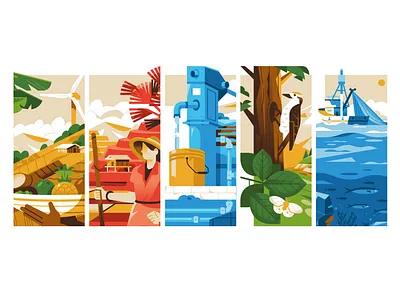 FAO (United Nations) - Report 2025 All animal design environment equality fao fishing food geometric hunger illustration land nature ocean water