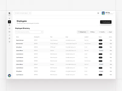 Employee List Page b2b crm dashboard employee hr hr dashboard management dashboard saas startup table ui web design