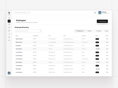 Employee List Page b2b crm dashboard employee hr hr dashboard management dashboard saas startup table ui web design