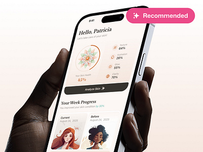 AI Skin Health App: Smart Scans, Tracking & 24/7 Care ai ai powered skincare app ai skin analysis ai skin care app design beautytech daily care digital skin health monitoring health app healthcare uiux healthtech mobile app mobile design mobile health app design skin care app skin health skin scan skin tracking mobile app ui ux