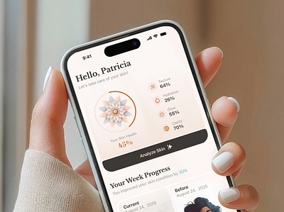 AI Skin Health App: Smart Scans, Tracking & 24/7 Care ai ai powered skincare app ai skin analysis ai skin care app design beautytech daily care digital skin health monitoring health app healthcare uiux healthtech mobile app mobile design mobile health app design skin care app skin health skin scan skin tracking mobile app ui ux
