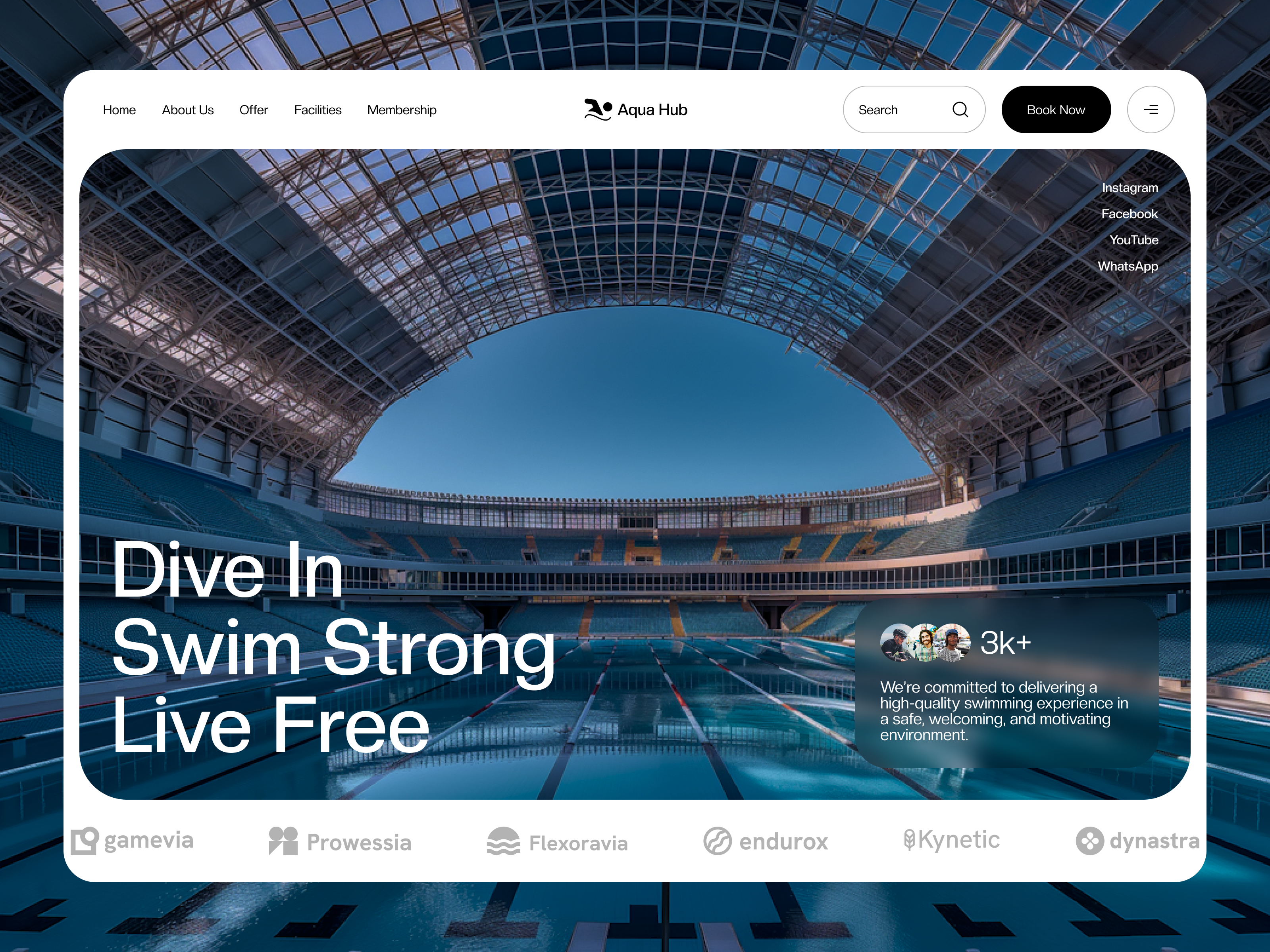 Swimming Club Website Design app design branding design fitness illustration lifestyle mobile app nightclub pool product design swim swimmer swimming club designs training ui ui design uiux web design webflow website
