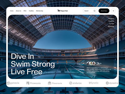 Swimming Club Website Design app design branding design fitness illustration lifestyle mobile app nightclub pool product design swim swimmer swimming club designs training ui ui design uiux web design webflow website