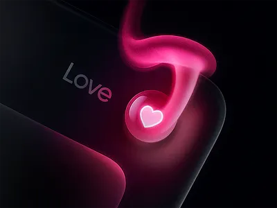 With Love 🩷 3d ai apple button dark frosted glass glow graphic design heart icon illustration kit like liquid love pink realistic smoke ui